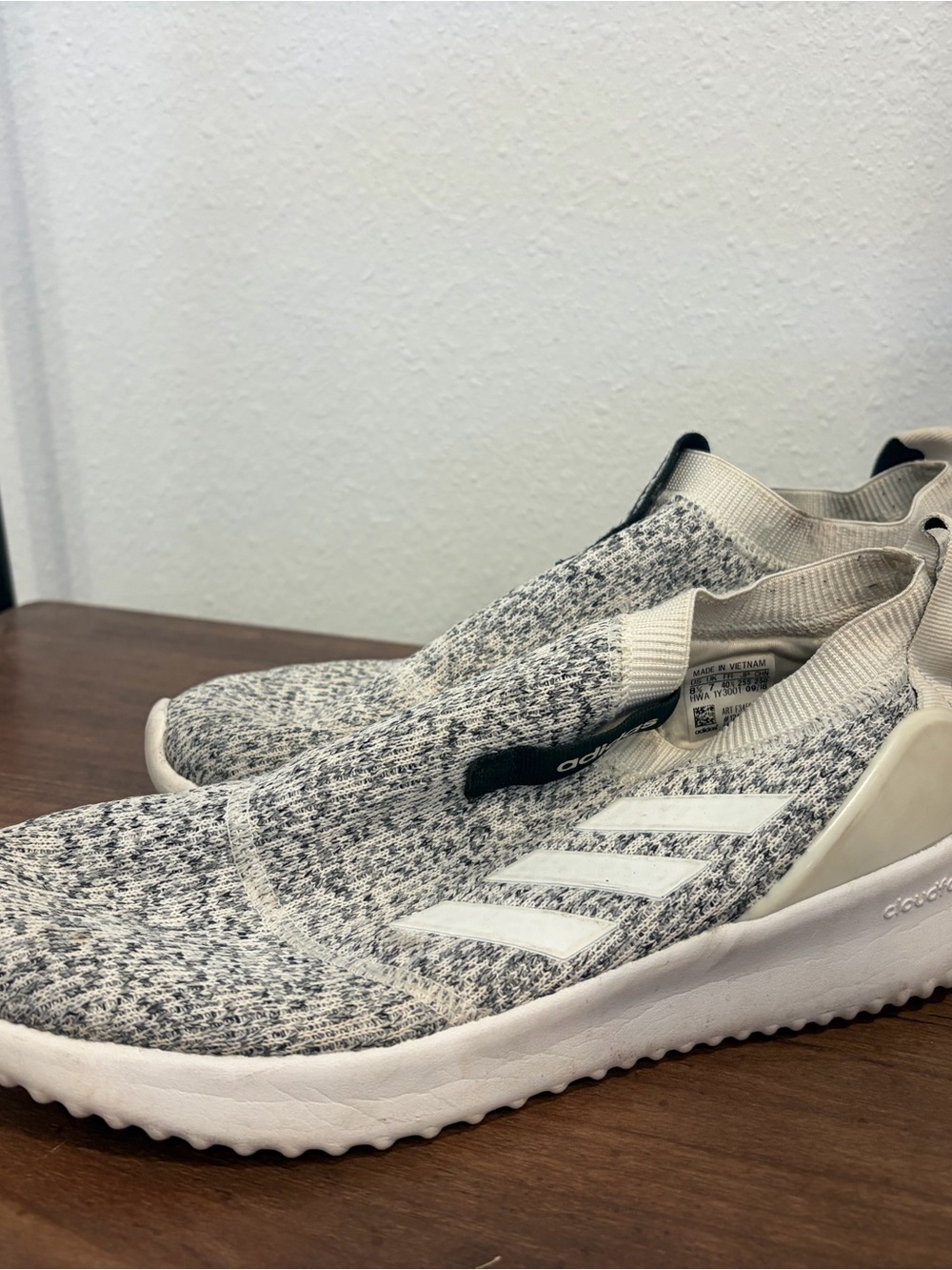 Adidas Women’s Slip-On Cloudform Knit Sneakers in Heather Gray